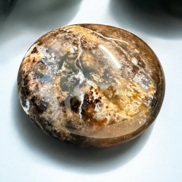 Natural Crystal Palm Stone Duo (Black Opal/Citrine) - Picture 2 of 11